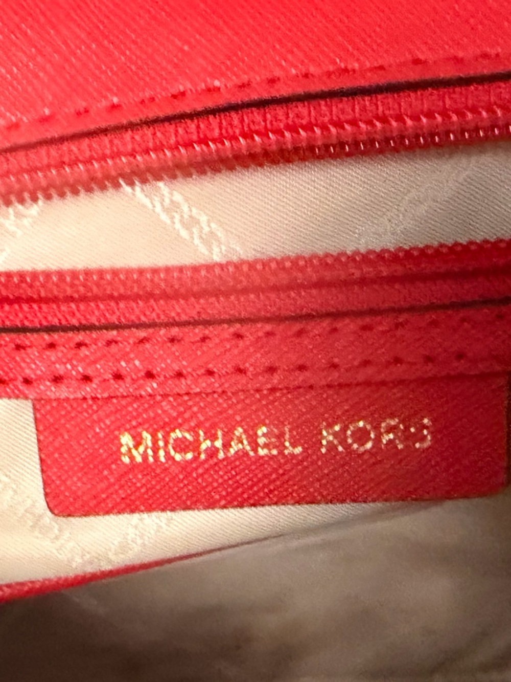 Michael Kors Red Leather Satchel with Gold Chain Strap - Picture 4 of 4